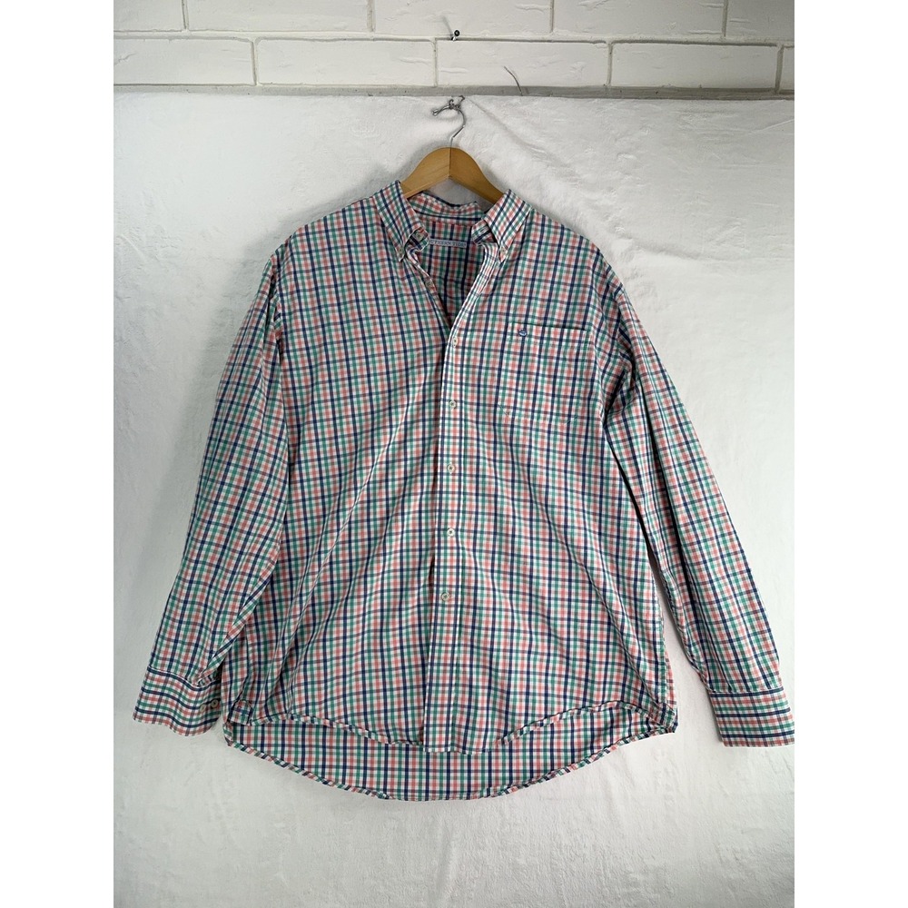 Southern Tide‎ Shirt Mens Small Multicolor Gingham Plaid Button Down Long Sleeve
